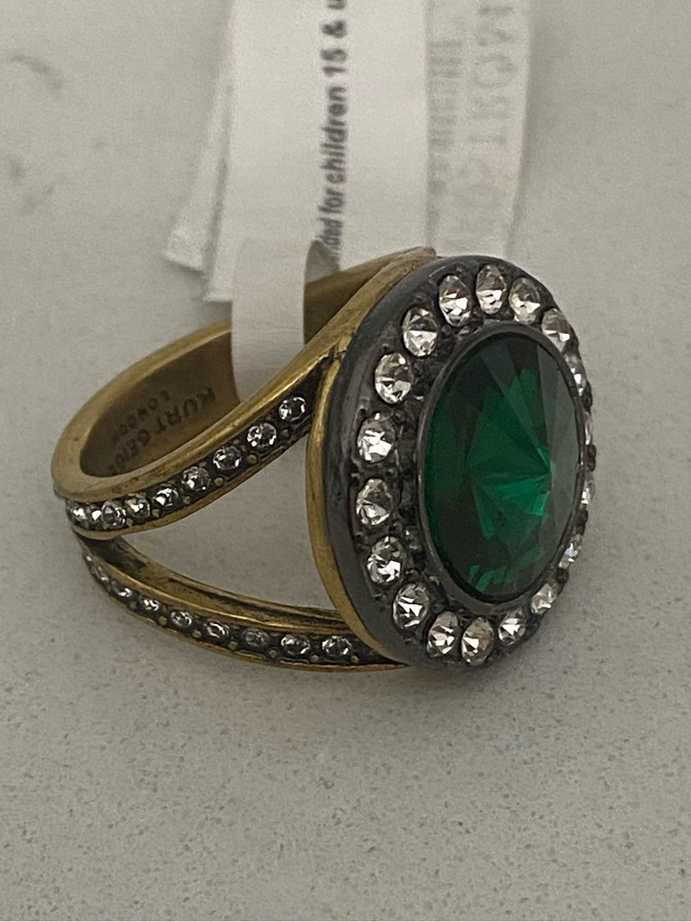 Kurt Geiger SMALL OCTAVIA RING Green & Clear Crystals Size 7 NWT